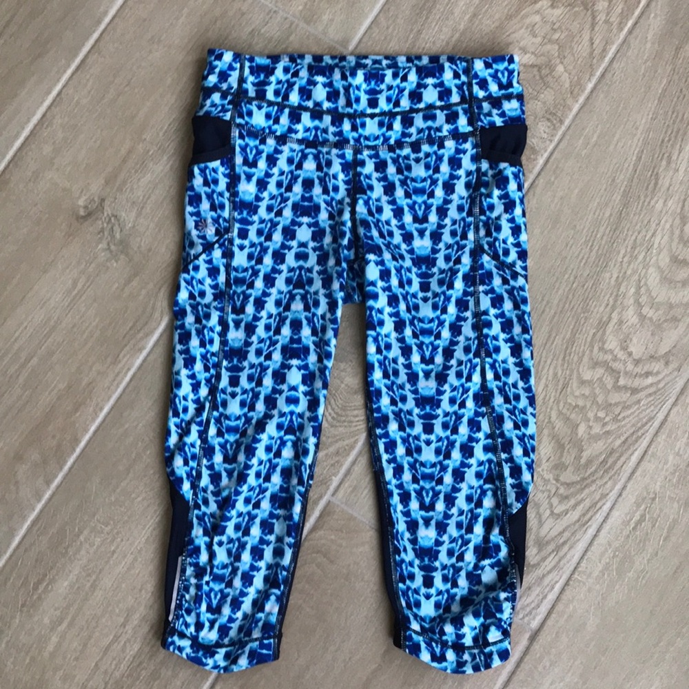 Athleta Chaturanga Capri Leggings Aqua & Navy XS